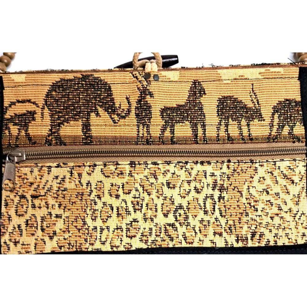 African Box Purse Jewelry Case Safari Leopard Print Hard Cover Brown 10x5.5x2